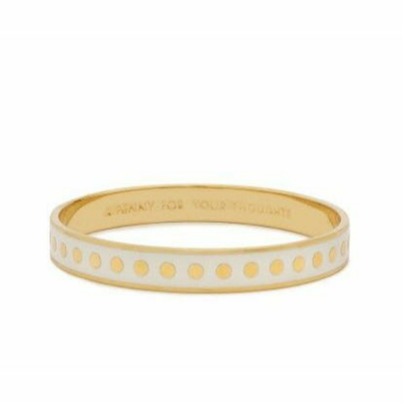 Kate Spade Idiom White Enamel Gold Bangle Bracelet